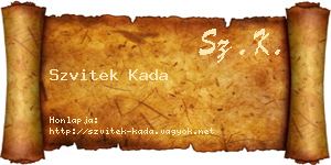 Szvitek Kada névjegykártya